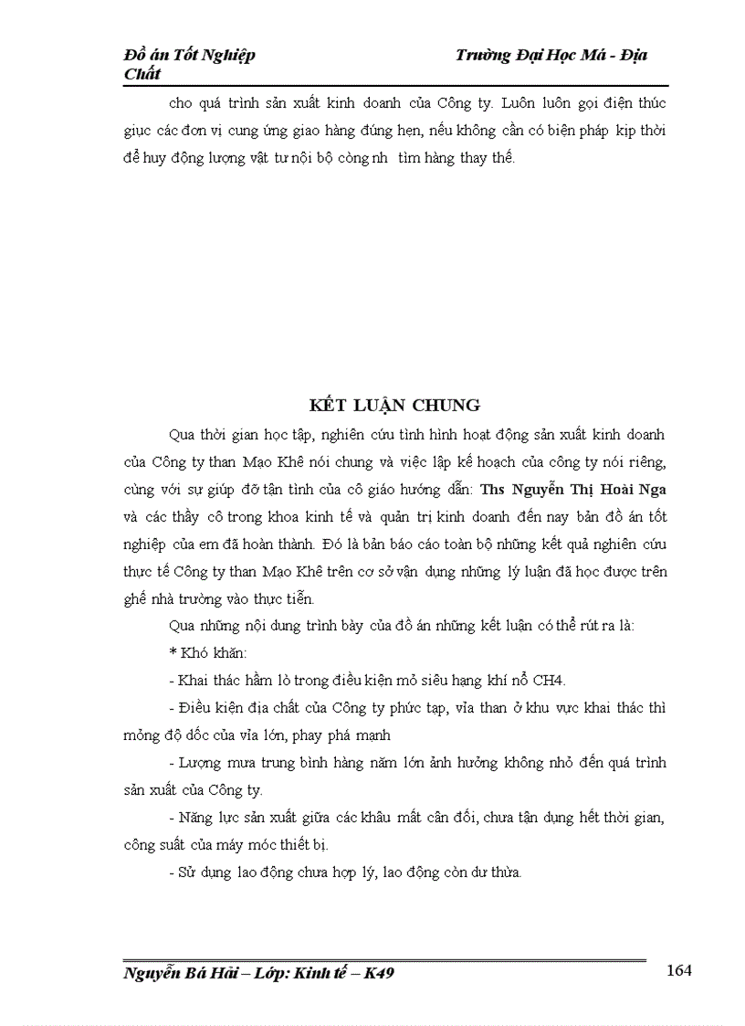 image for page Lập kế hoạch cung ứng vật tư kỹ thuật chủ yếu của Công ty than Mạo Khê năm 2009