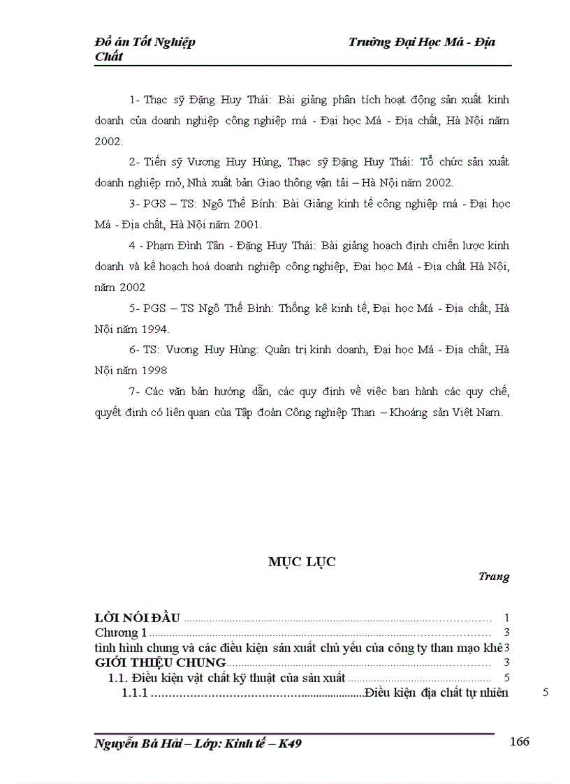 image for page Lập kế hoạch cung ứng vật tư kỹ thuật chủ yếu của Công ty than Mạo Khê năm 2009