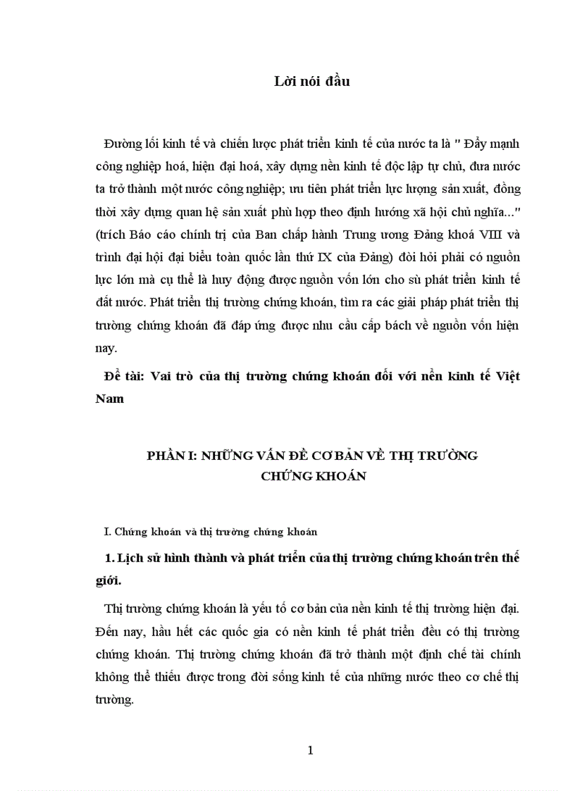 Vai trò của thị trường chứng khoán đối với nền kinh tế Việt Nam 1