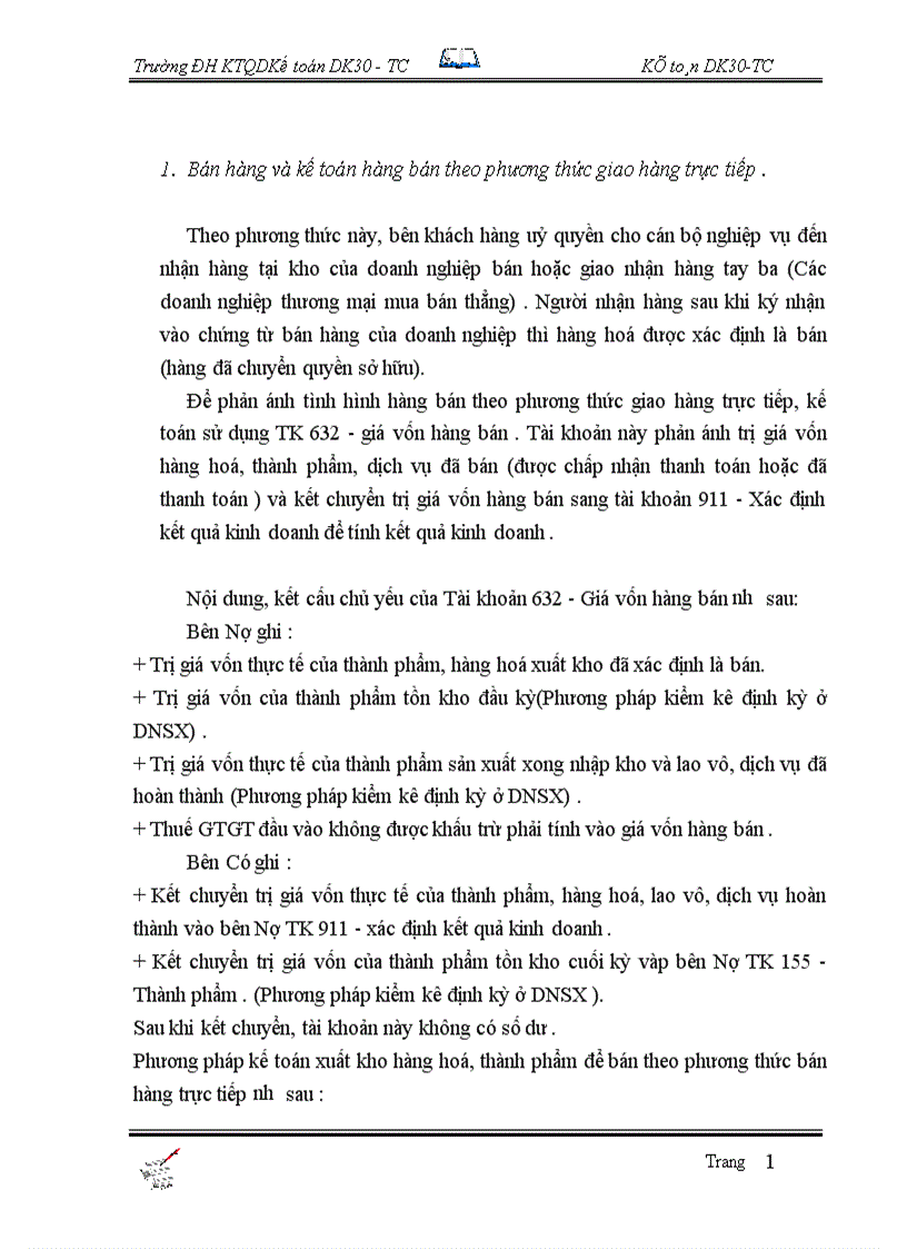 image for page Tổ chức công tác kế toán bán hàng và xác định kết quả tại Công Ty Rượu Đồng xuân 1