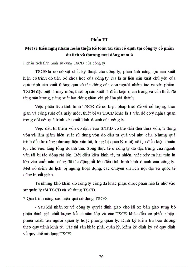 image for page Tổ chức hạch toán tài sản cố định với những vấn đề về quản lý và nâng cao hiệu quả sử dụng tài sản cố định tại Công ty cổ phần Du Lịch và Thương Mại Đông Nam á 1