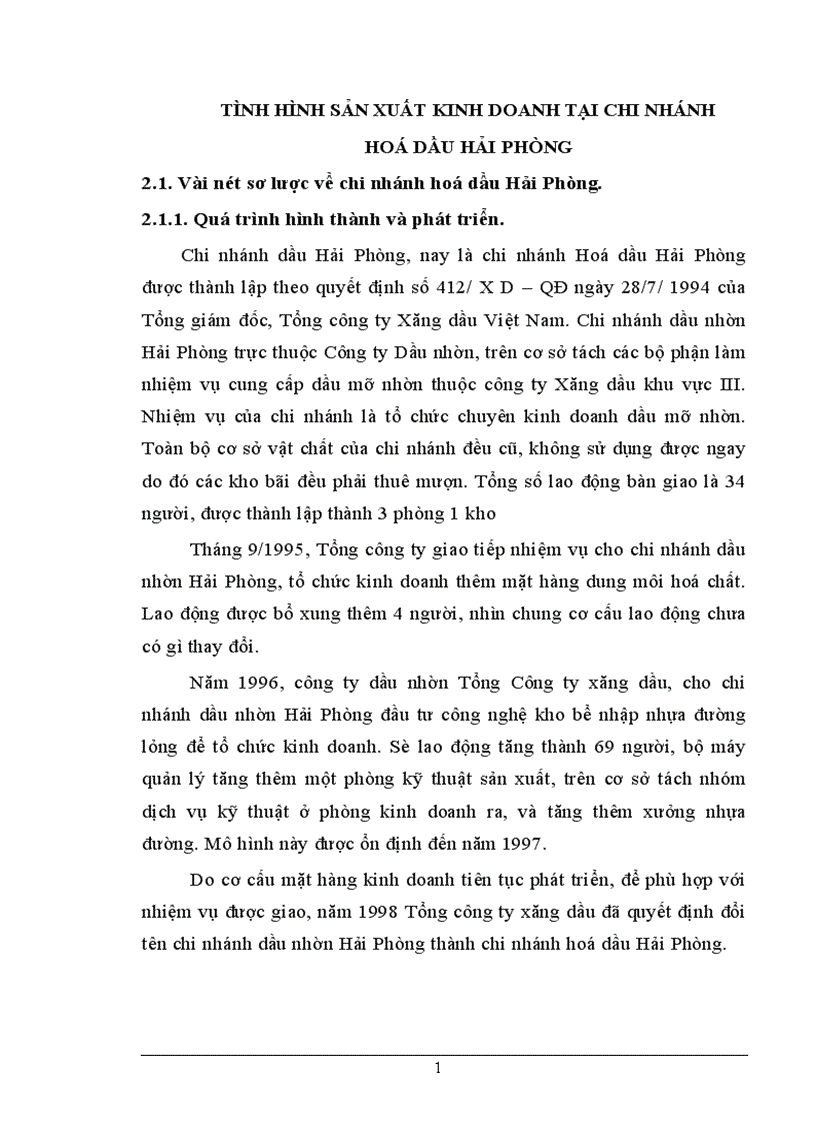 image for page Một số vấn đề về nâng cao hiệu quả sản xuất kinh doanh của Chi nhánh hoá dầu Hải Phòng 1