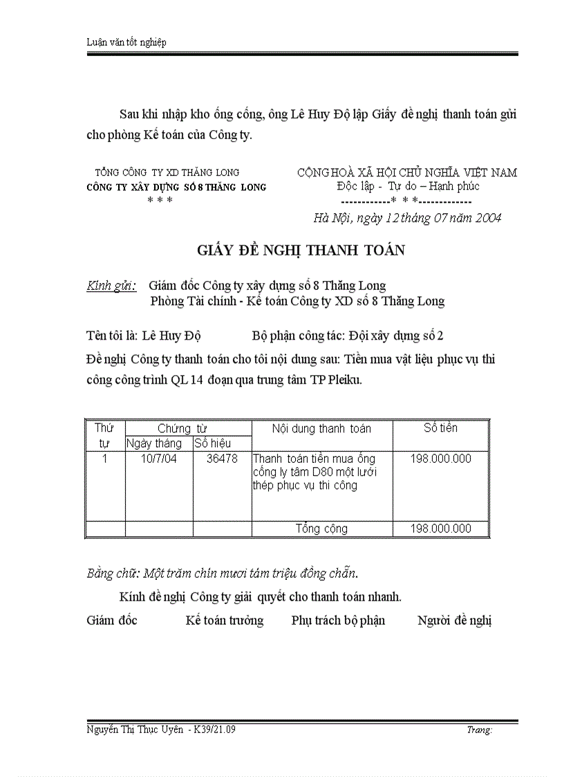 image for page Tổ chức công tác kế toán nguyên vật liệu ở Công ty xây dựng số 8 Thăng Long