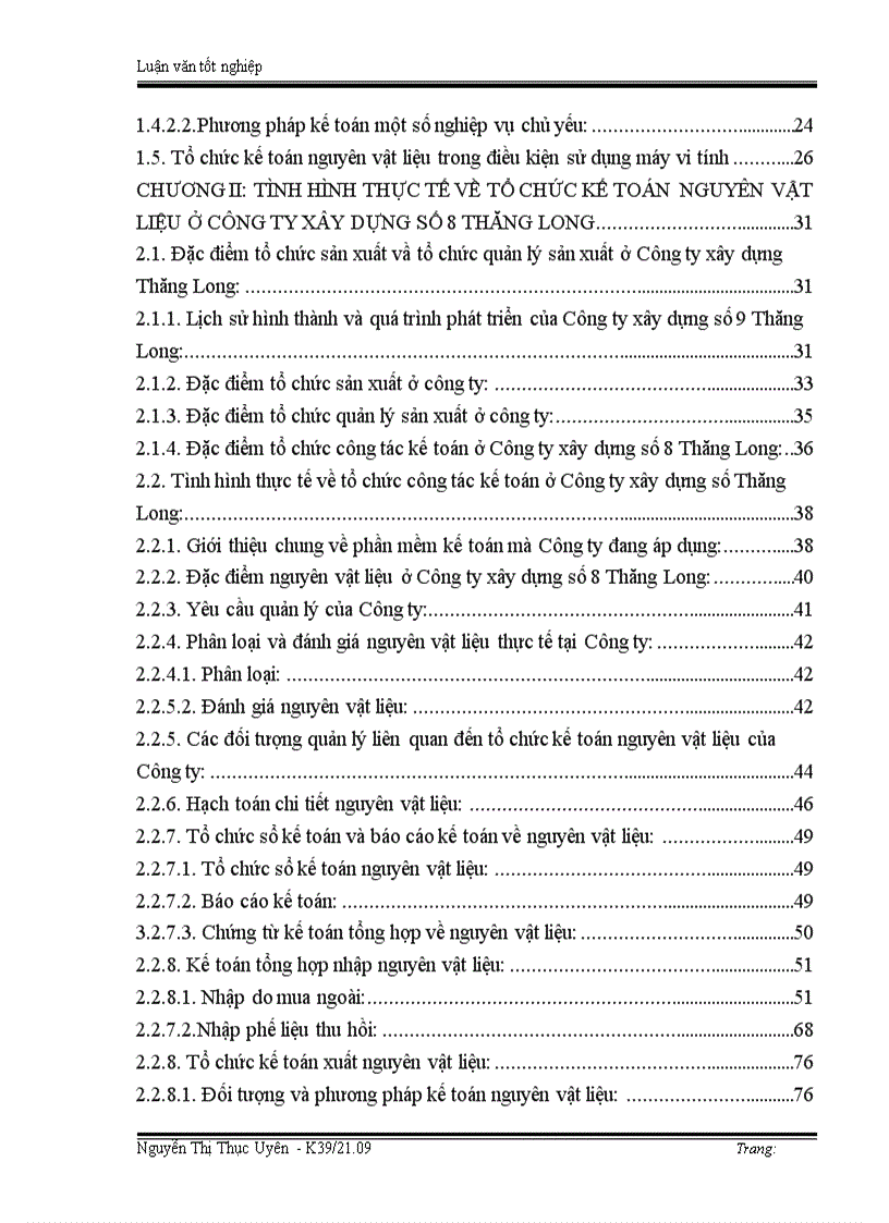 image for page Tổ chức công tác kế toán nguyên vật liệu ở Công ty xây dựng số 8 Thăng Long