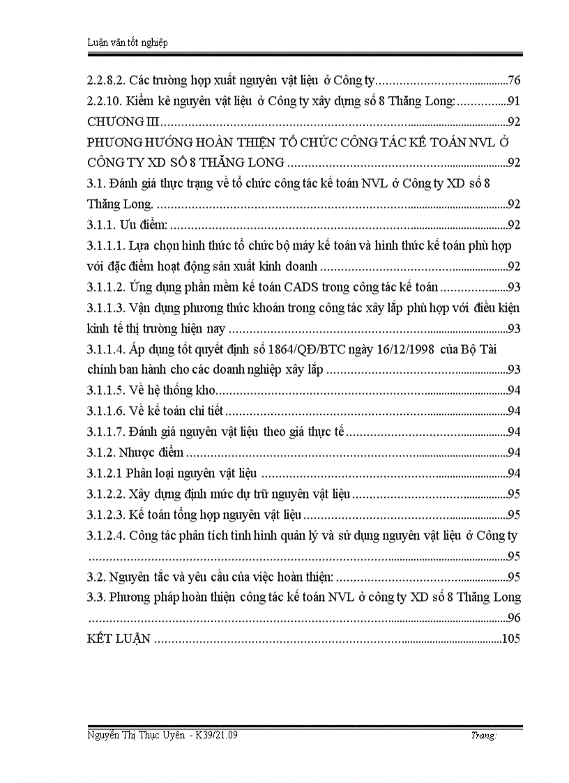 image for page Tổ chức công tác kế toán nguyên vật liệu ở Công ty xây dựng số 8 Thăng Long