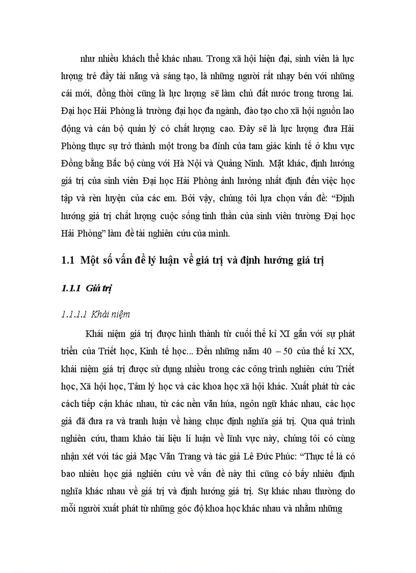 image for page Tìm hiểu định hướng giá trị chất lượng cuộc sống tinh thần của sinh viên ĐH Hải Phòng