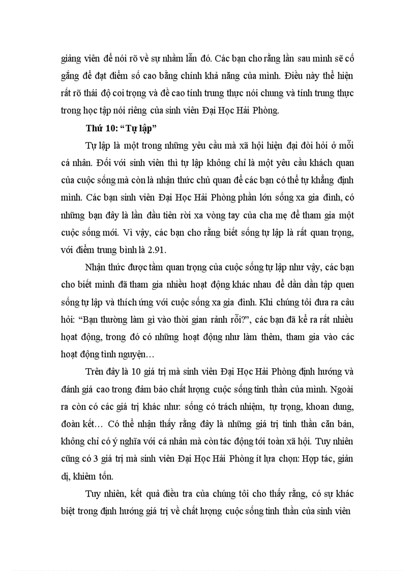 image for page Tìm hiểu định hướng giá trị chất lượng cuộc sống tinh thần của sinh viên ĐH Hải Phòng