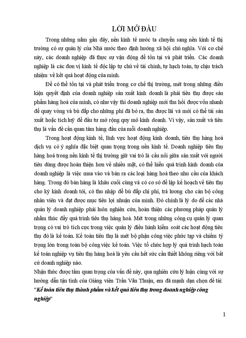 Kế toán tiêu thụ thành phẩm và kết quả tiêu thụ trong doanh nghiệp công nghiệp 1