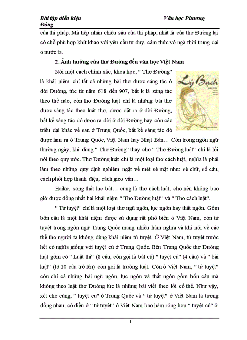 image for page ảnh hưởng của thơ Đường đến văn học Việt Nam