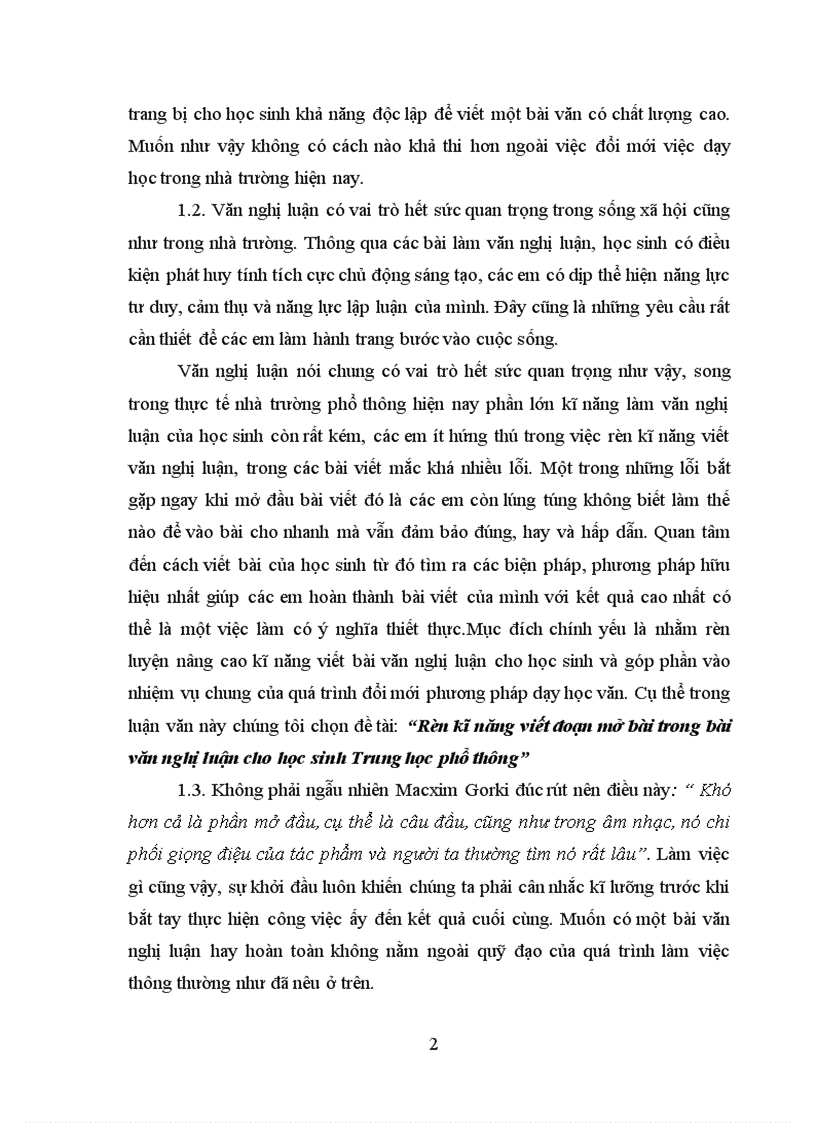 image for page Rèn kĩ năng viết đoạn mở bài trong bài văn nghị luận cho học sinh Trung học phổ thông