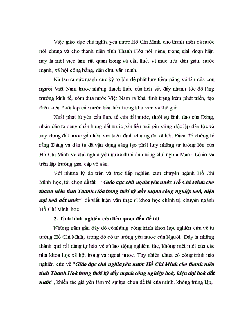 image for page Giáo dục chủ nghĩa yêu nước Hồ Chí Minh cho thanh niên tỉnh Thanh Hóa trong thời kỳ đẩy mạnh công nghiệp hoá hiện đại hoá đất nước 1