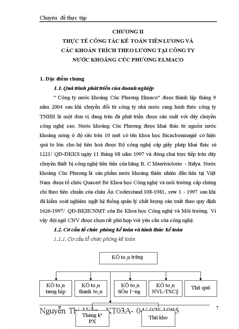 image for page kế toán tiền lương và các khoản trích theo lương tại Công ty Nước khoáng Cúc Phương Elmaco