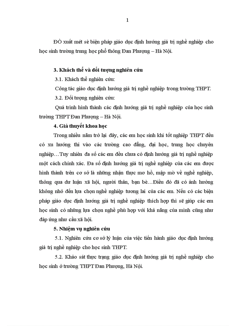 Biện pháp giáo dục định hướng giá trị nghề nghiệp cho học sinh trường trung học phổ thông Đan Phượng Hà Nội
