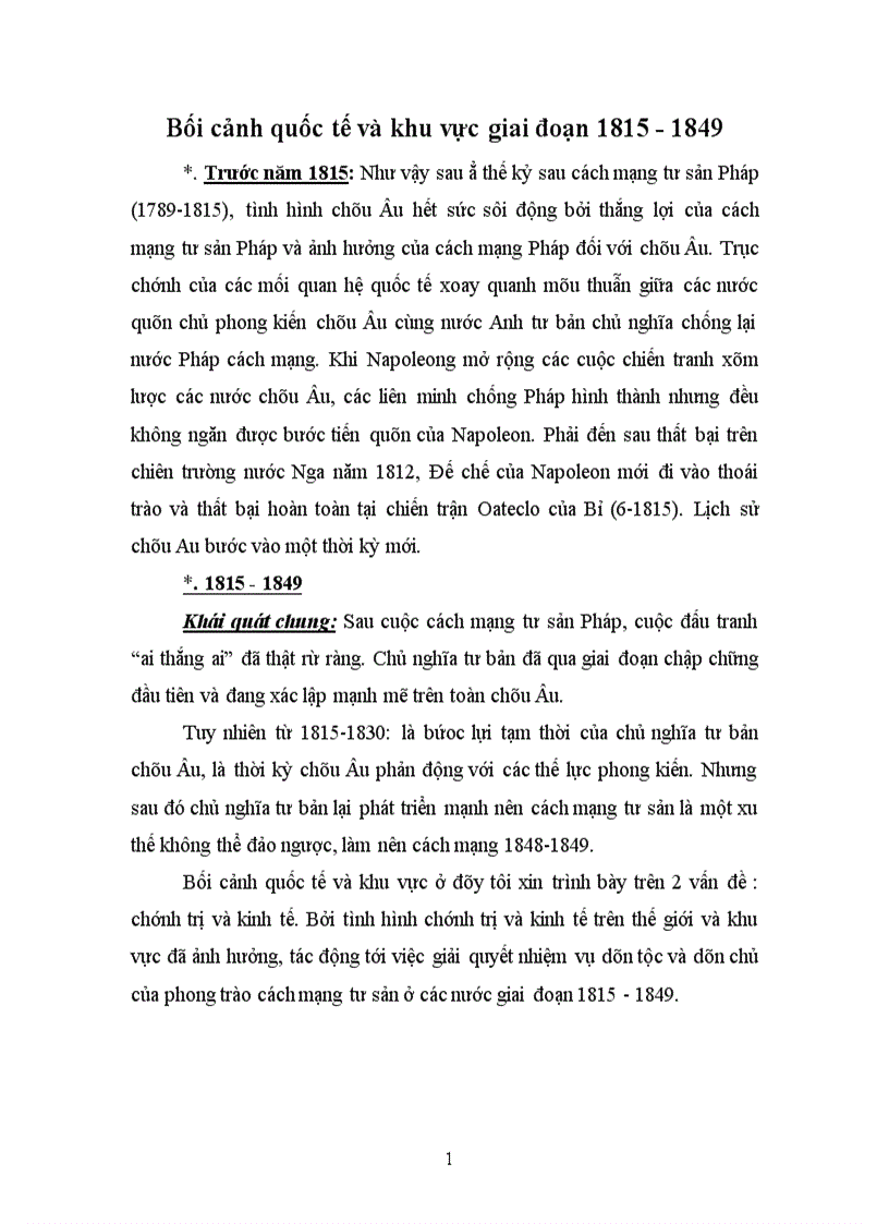 image for page Bối cảnh quốc tế và khu vực giai đoạn 1815 1849
