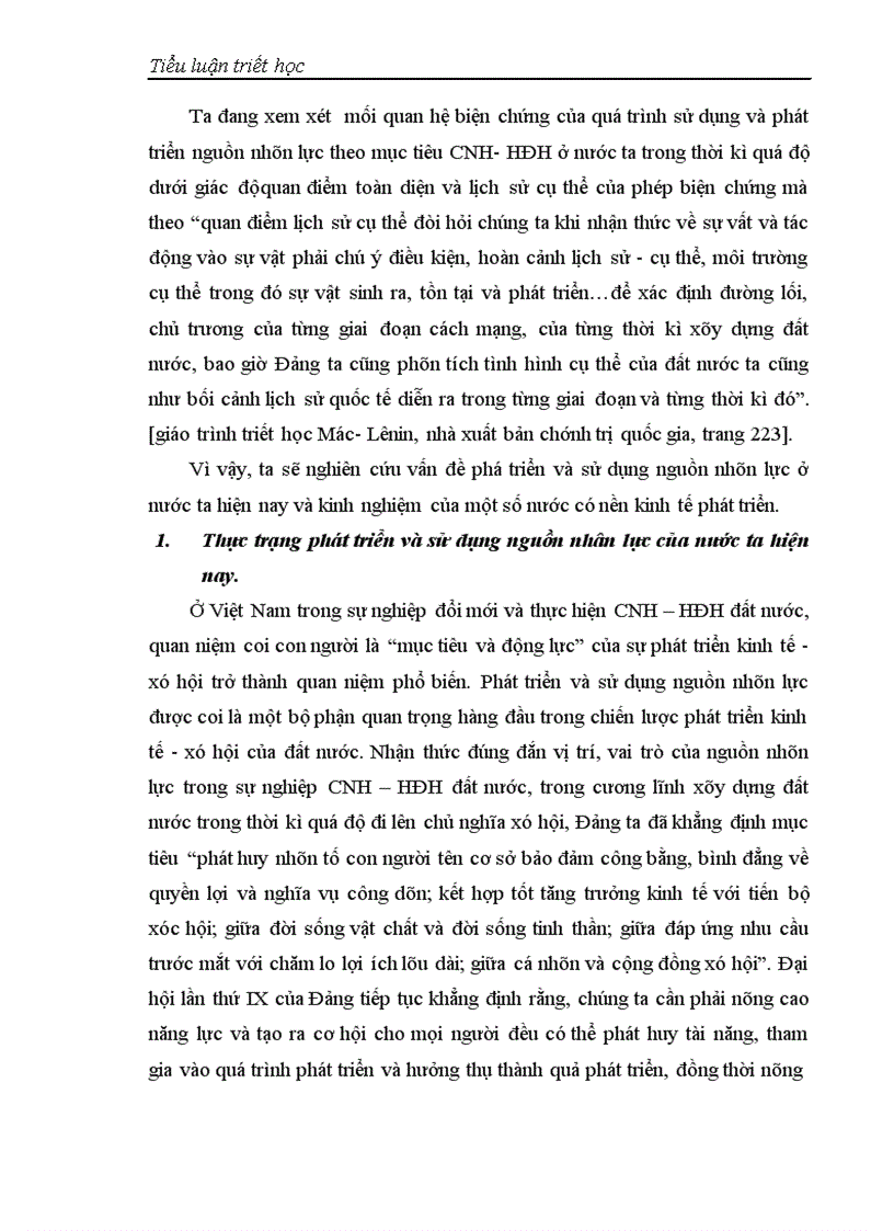 image for page Biện chứng của quá trình phát triển và sử dụng nguồn nhân lực theo mục tiêu CNH HĐH ở Việt Nam trong thời kì quá độ