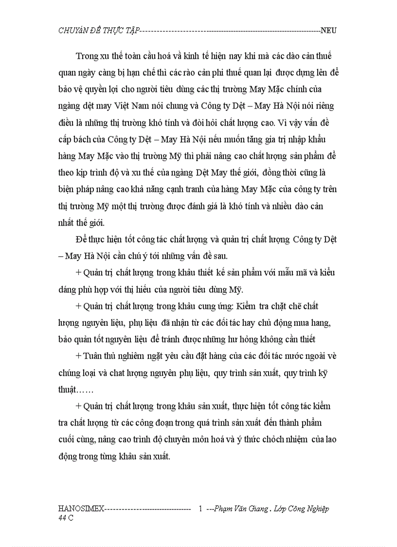 image for page Xuất khẩu hàng May Mặc của Công ty Dệt May Hà Nội vào thị trường Mỹ 1