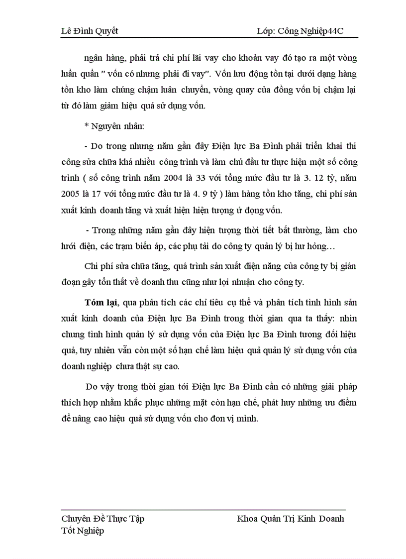 image for page Giải pháp nâng cao hiệu quả quả lý sử dụng vốn của Công ty Điện lực Ba Đình 1