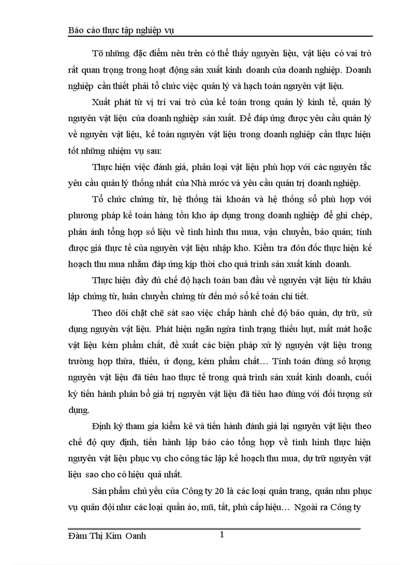 image for page Tổ chức kế toán nguyên vật liệu ở Công ty 20 Tổng cục Hậu cần Bộ Quốc phòng 1