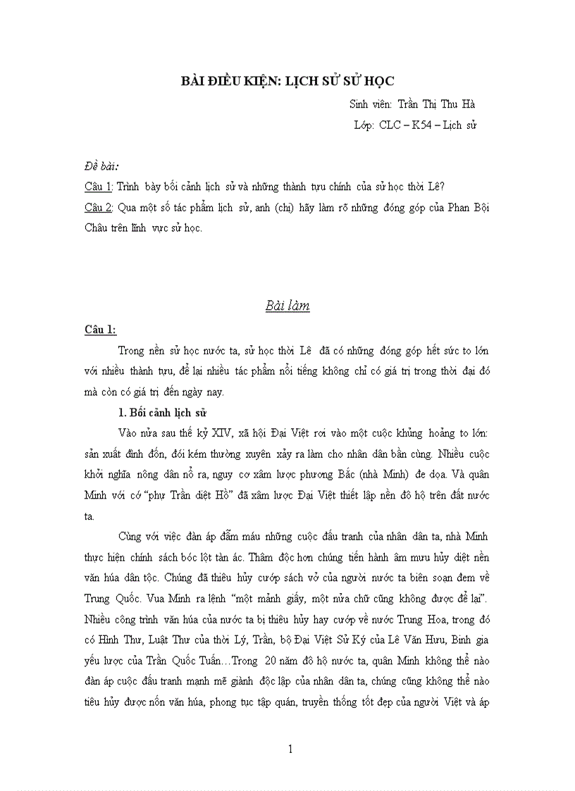 image for page BÀI ĐIỀU KIỆN LỊCH SỬ SỬ HỌC