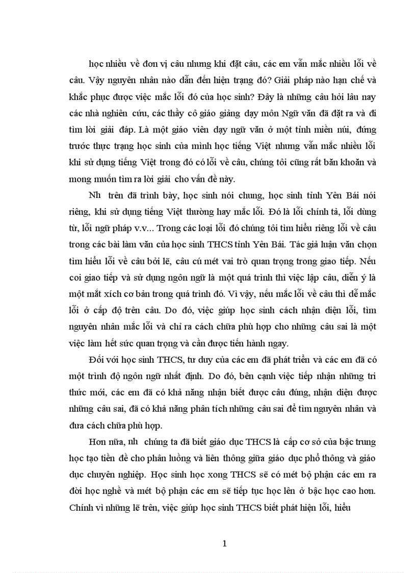 image for page Các loại lỗi về câu trong bài làm văn của học sinh THCS Yên Bái nguyên nhân và cách chữa