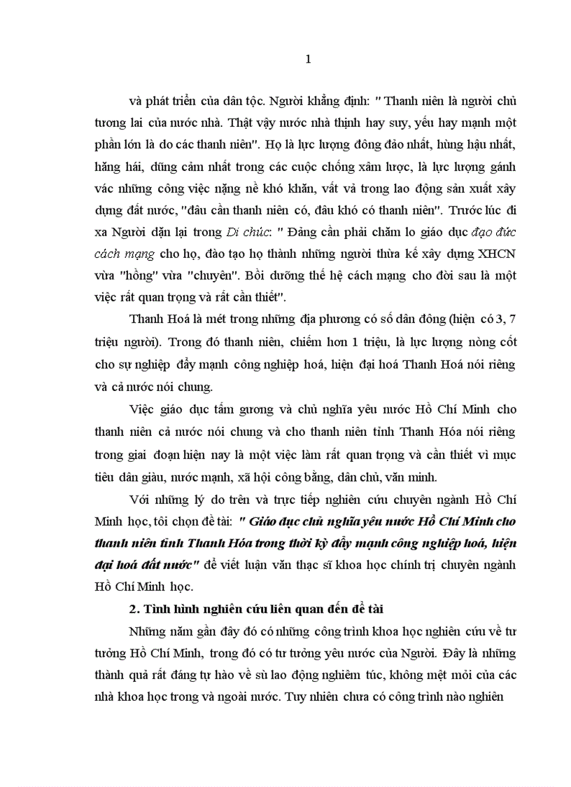 image for page Giáo dục chủ nghĩa yêu nước Hồ Chí Minh cho thanh niên tỉnh Thanh Hóa trong thời kỳ đẩy mạnh công nghiệp hoá hiện đại hoá đất nước 1