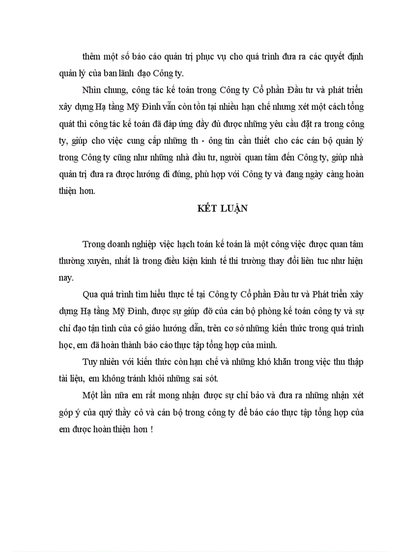 image for page Tổ chức bộ máy kế toán và hệ thống kế toán tại Công ty Cổ phần Đầu tư và phát triển Xây dựng hạ tâng Mỹ Đình 1