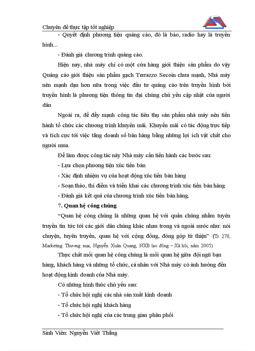 image for page Một số biện pháp nhằm đẩy mạnh hoạt động tiêu thụ sản phẩm gạch Terrazzo Secoin của nhà máy vật liệu xây dựng Seterra Secoin