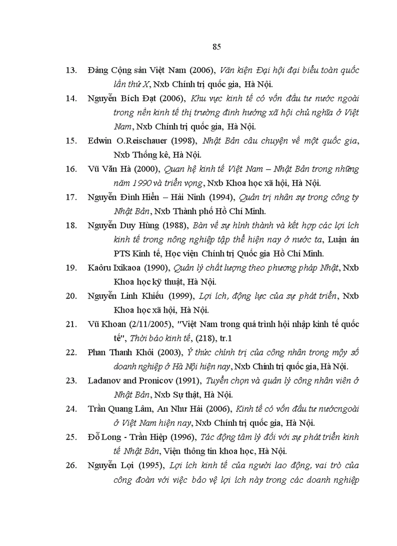 image for page Lợi ích kinh tế của người lao động trong các doanh nghiệp có vốn đầu tư của Nhật Bản trên địa bàn Hà Nội