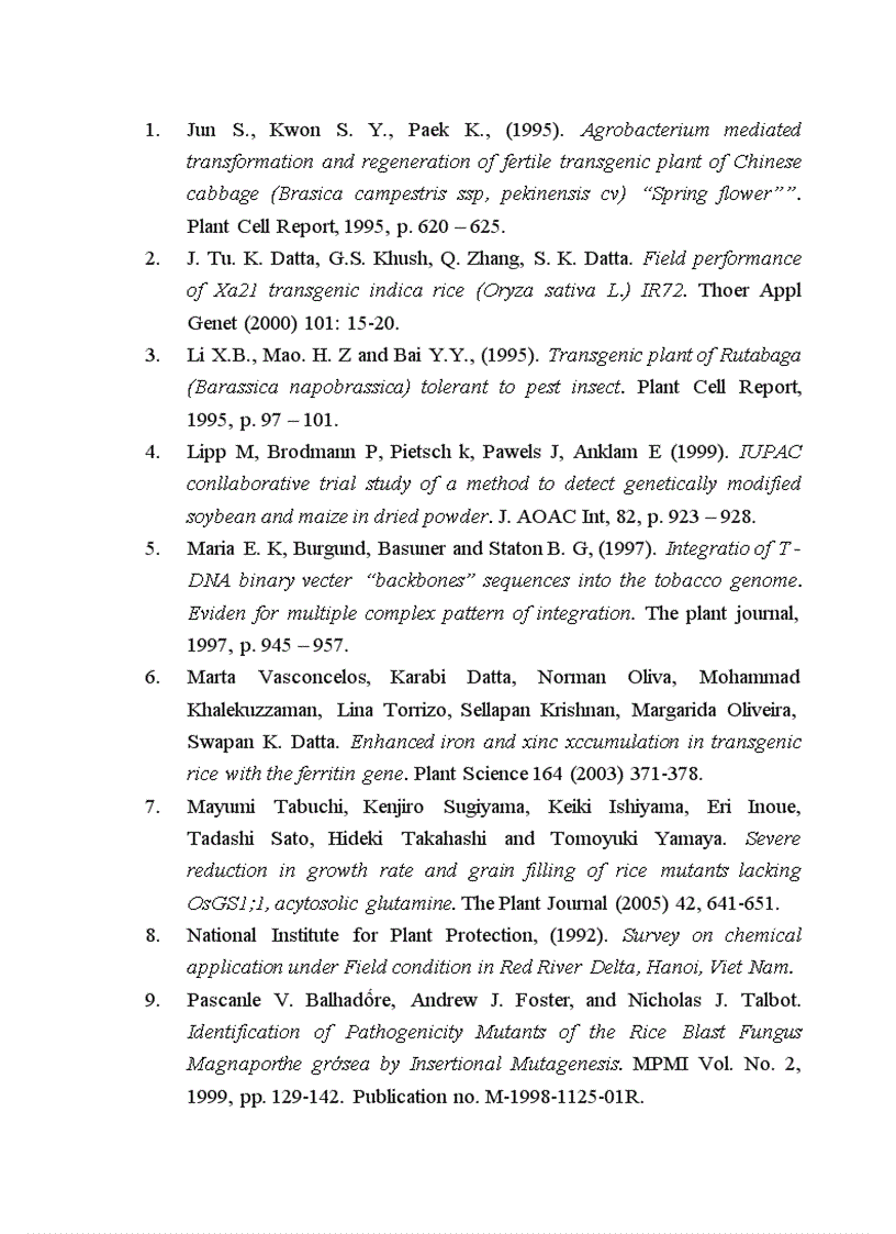 image for page Nghiên cứu tạo cây lúa chuyển gen Chitinase kháng bệnh đạo ôn nhờ vi khuẩn Agrobacterium tumefaciens