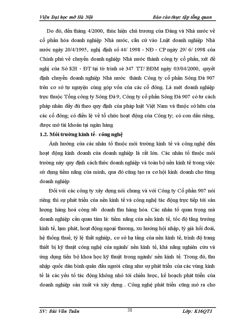 image for page Khái quát tình hình sản xuất kinh doanh của công ty Cổ phần Sông Đà 907 1