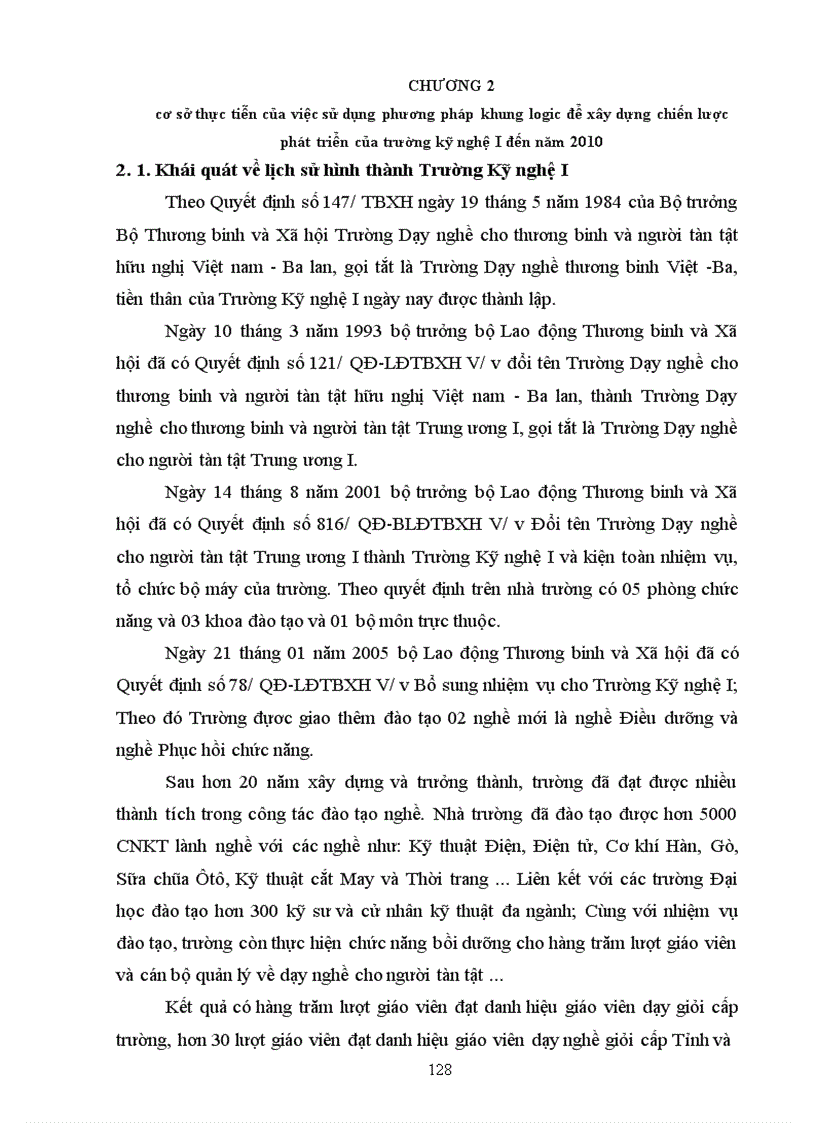 image for page Sử dụng phương pháp khung Logic để xây dựng chiến lược phát triển của Trường Kỹ nghệ I đến năm 2010 1