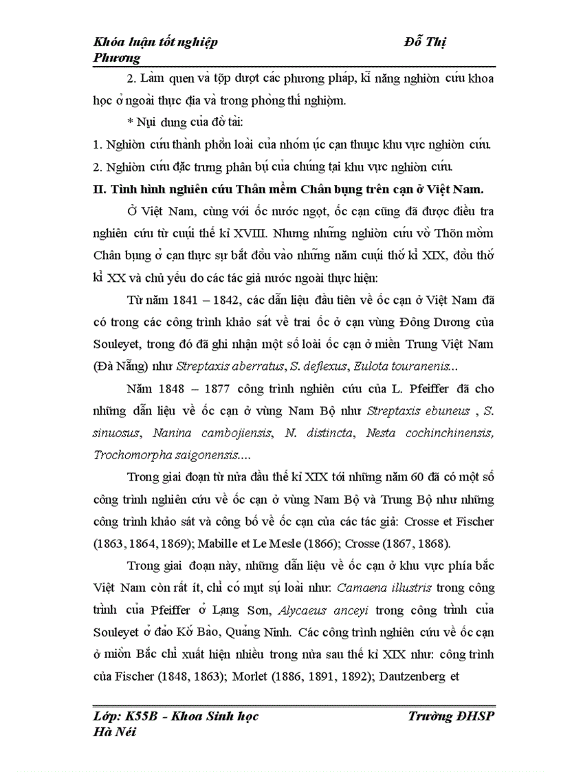 image for page Nghiên cứu thành phần loài và đặc điểm phân bố của Thần mềm Chân bụng Gastropoda trên cạn ở núi Sài Sơn Quốc Oai Hà Nội 1