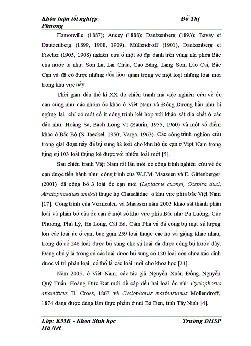 image for page Nghiên cứu thành phần loài và đặc điểm phân bố của Thần mềm Chân bụng Gastropoda trên cạn ở núi Sài Sơn Quốc Oai Hà Nội 1