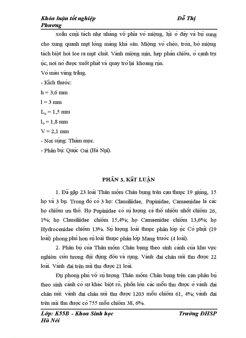 image for page Nghiên cứu thành phần loài và đặc điểm phân bố của Thần mềm Chân bụng Gastropoda trên cạn ở núi Sài Sơn Quốc Oai Hà Nội 1