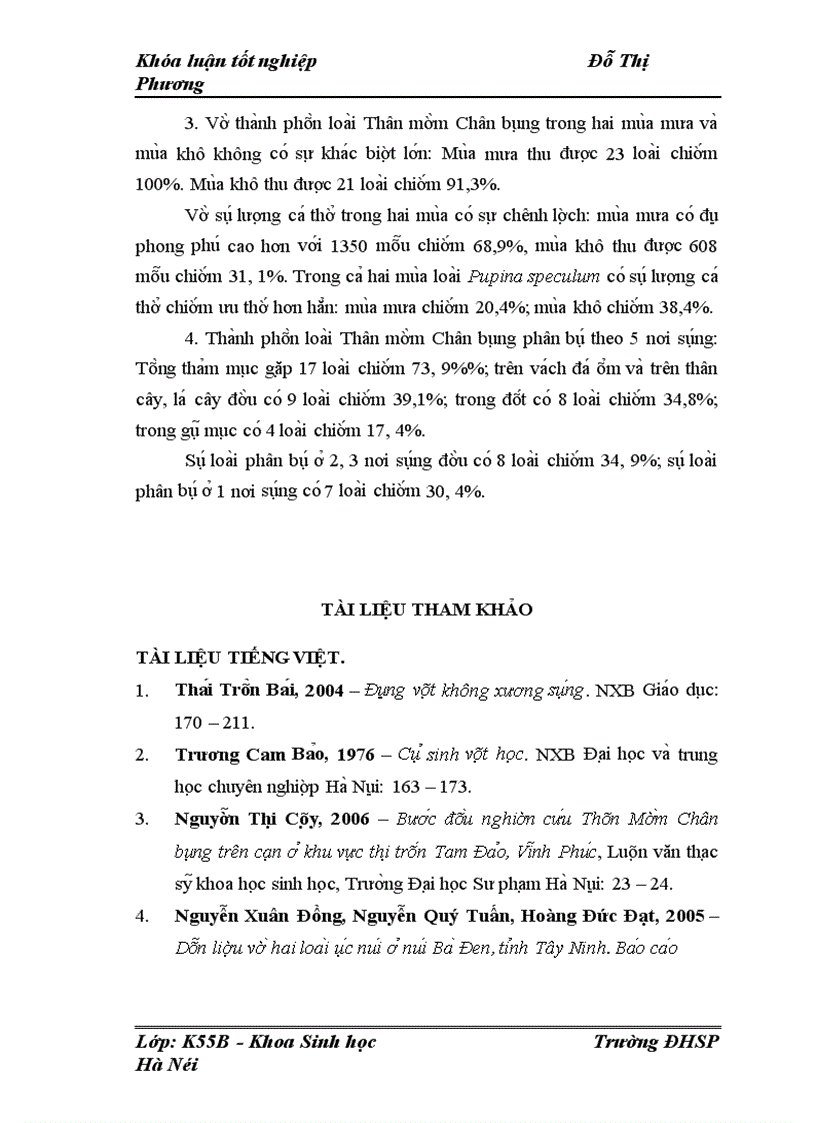 image for page Nghiên cứu thành phần loài và đặc điểm phân bố của Thần mềm Chân bụng Gastropoda trên cạn ở núi Sài Sơn Quốc Oai Hà Nội 1