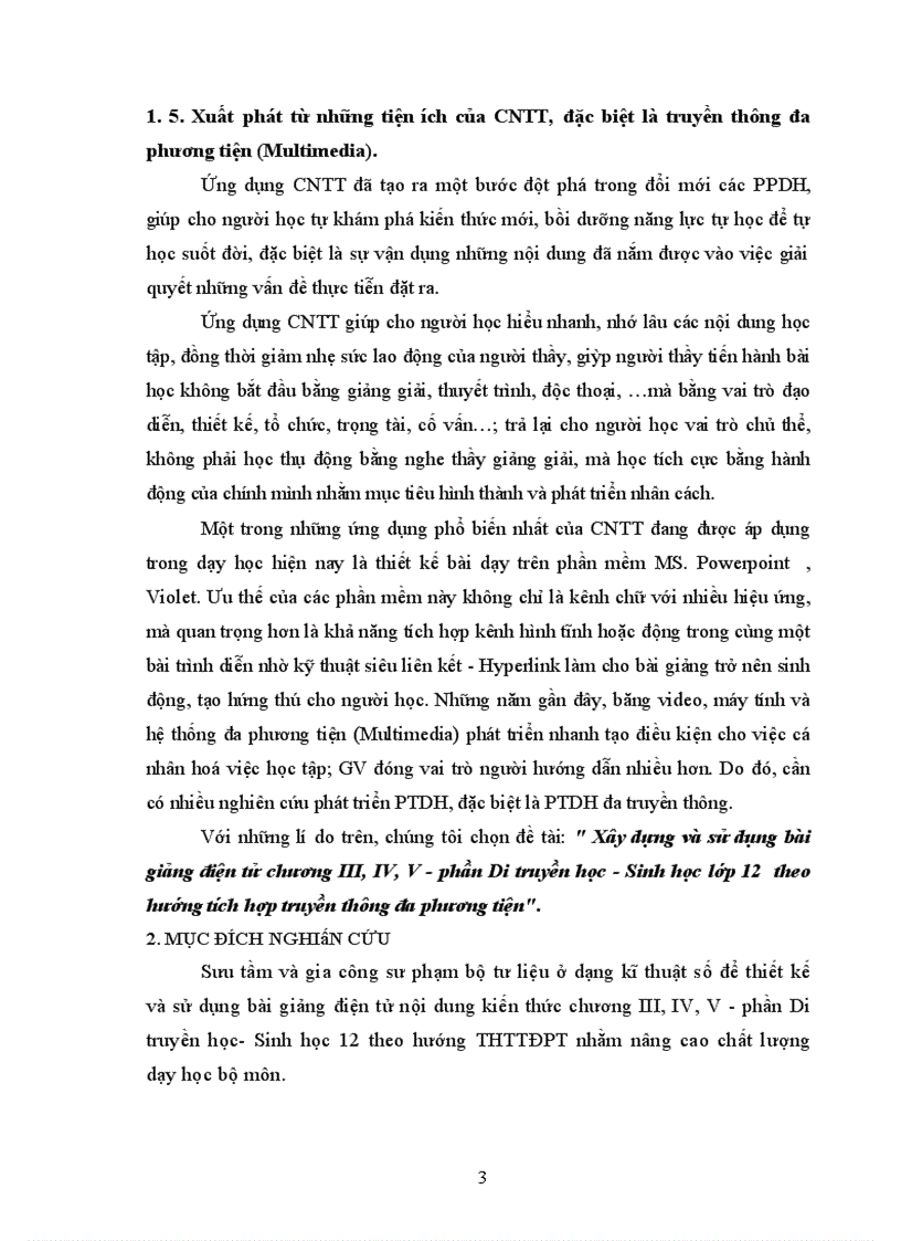 image for page Xây dựng và sử dụng bài giảng điện tử chương III IV V phần Di truyền học Sinh học lớp 12 theo hướng tích hợp truyền thông đa phương tiện 1