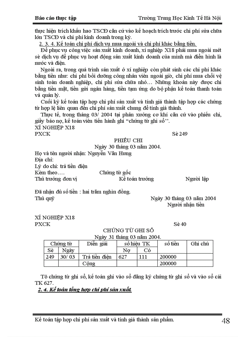 image for page Kế toán chi phí sản xuất và tính giá thành sản phẩm tại xí nghiệp X18 1