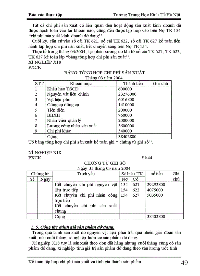 image for page Kế toán chi phí sản xuất và tính giá thành sản phẩm tại xí nghiệp X18 1
