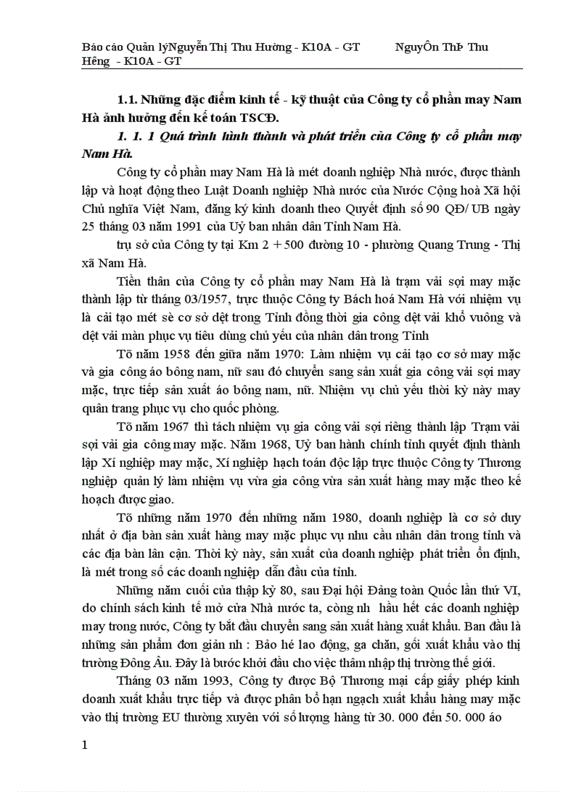 image for page Công tác quản lý TSCĐ và nâng cao hiệu quả sử dụng TSCĐ tại Công ty cổ phần may Nam Hà 1