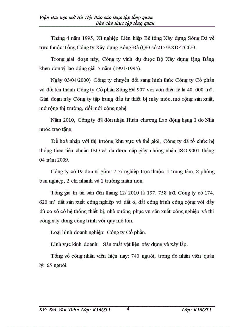 image for page Khái quát tình hình sản xuất kinh doanh của công ty Cổ phần Sông Đà 907 1