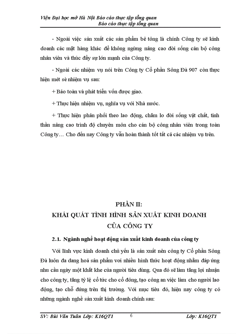 image for page Khái quát tình hình sản xuất kinh doanh của công ty Cổ phần Sông Đà 907 1