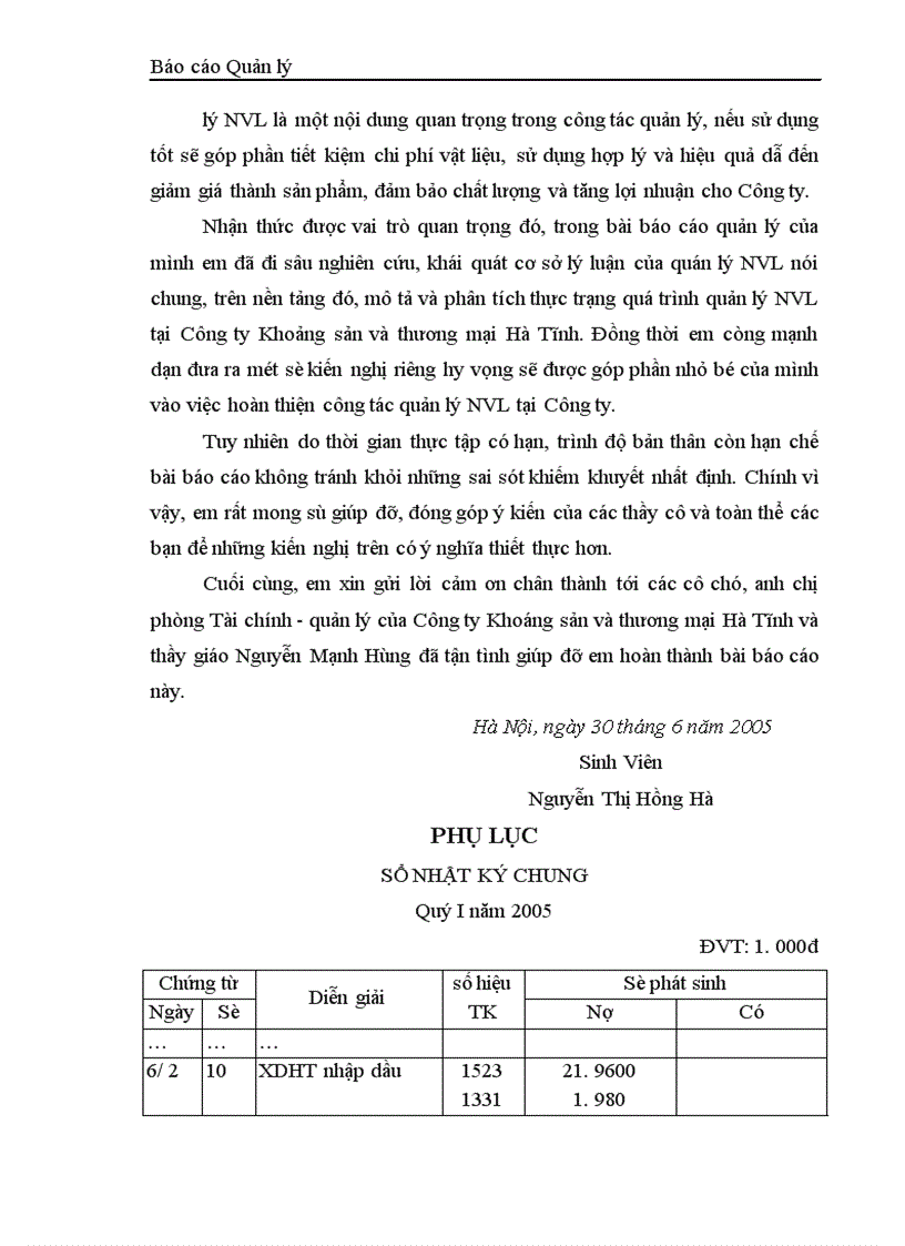 image for page Đánh giá chung về một số kiến nghị nhằm hoàn thiện công tác quản lý chi phí NVL tại công ty khoáng chất sản và thương mại Hà Tĩnh