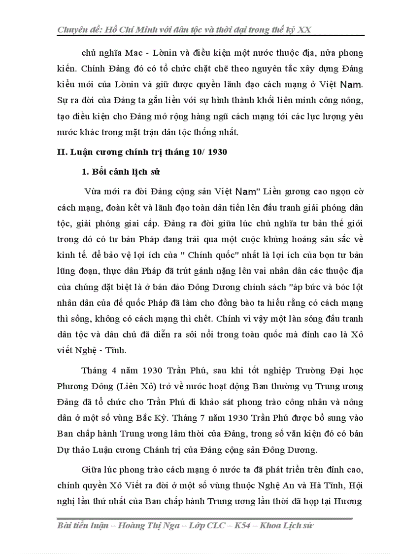 image for page So sánh Cương lĩnh đầu tiên của Đảng và Luận cương chính trị tháng 10 1930 và sự vận dụng những luận điểm của Cương lĩnh vào giai đoạn cách mạng Việt Nam 1939 1945