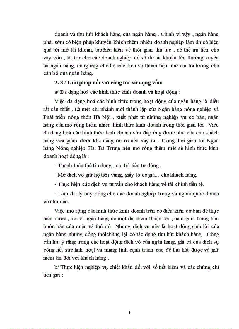 image for page Một số giải pháp nhằm nâng cao hiệu quả huy động vốn và sử dụng vốn tại Ngân hàng nông nghiệp và Phát triển nông thôn quận Hai Bà Trưng 1