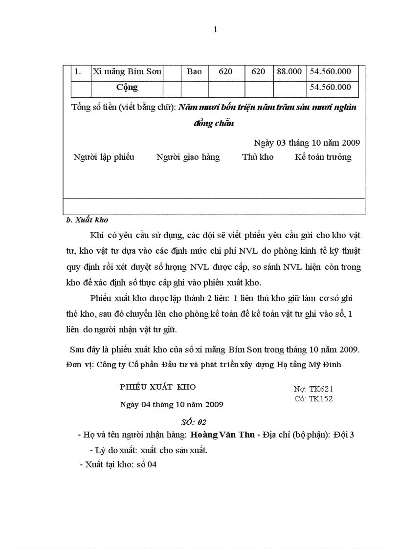 image for page Hoàn thiện kế toán nguyên vật liệu tại Công ty cổ phần Đầu tư và phát triển xây dựng hạ tầng Mỹ Đình 1