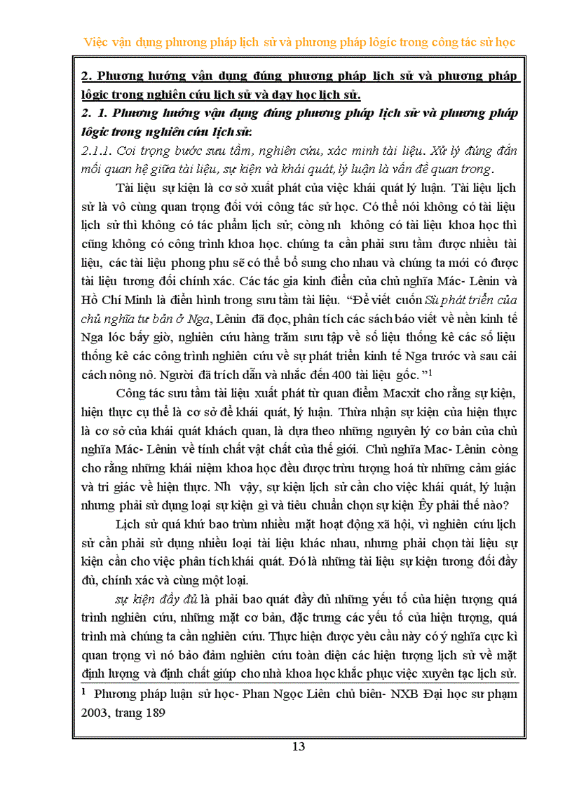 image for page Việc vận dụng phương pháp lịch sử và phương pháp lôgíc trong ng tác sử học