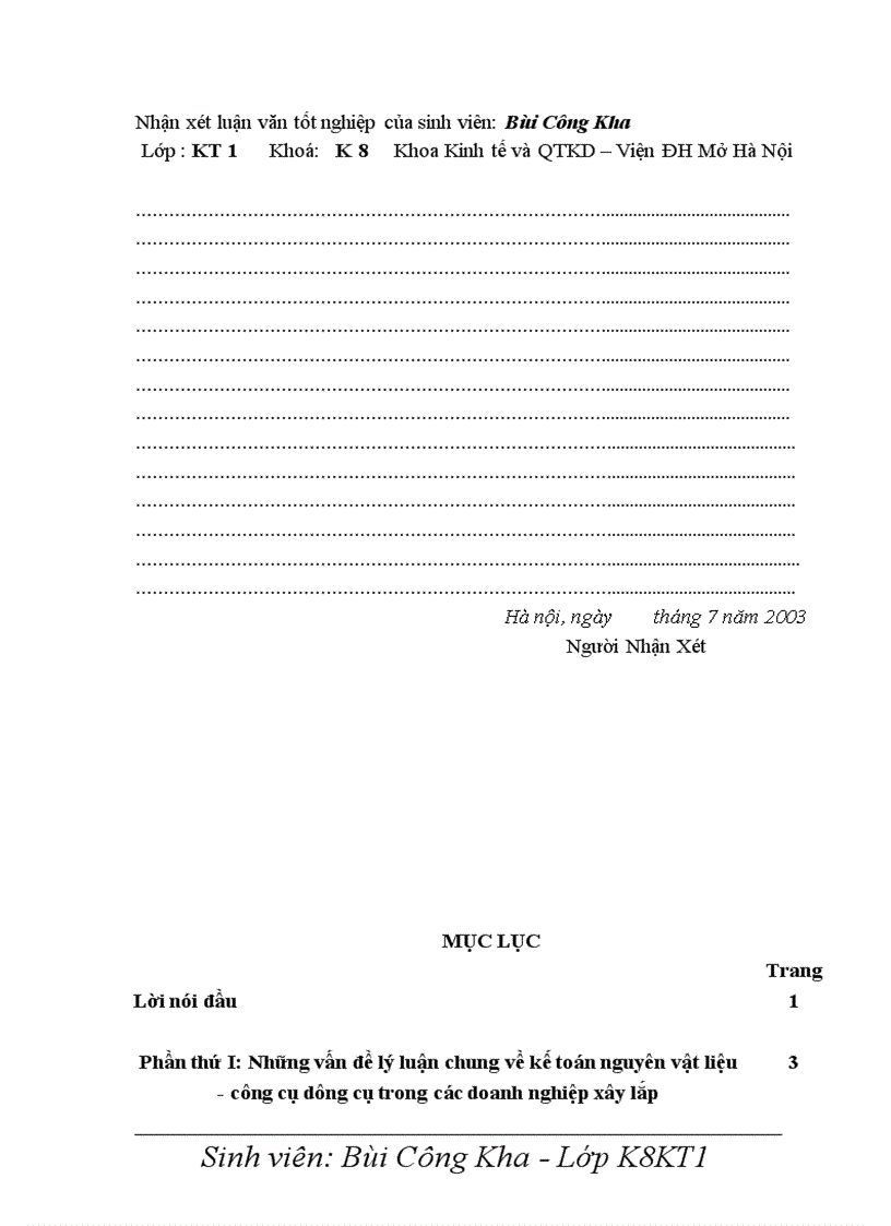 image for page Hoàn thiện kế toán nguyên vật liệu công cụ dụng cụ tại Công ty cổ phần xây dựng số 4 Thăng Long 1