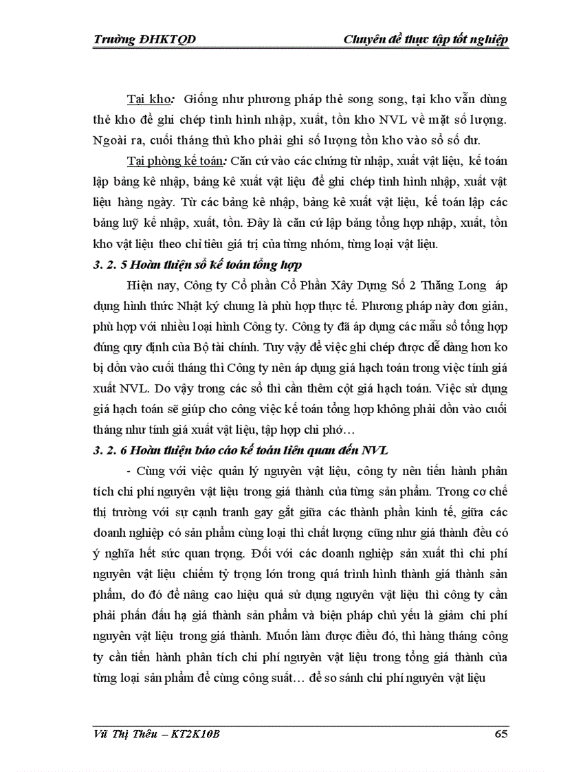 image for page Hoàn thiện kế toán nguyên vật liệu công cụ dụng cụ tại Công ty cổ phần xây dựng số 2 Thăng Long 1