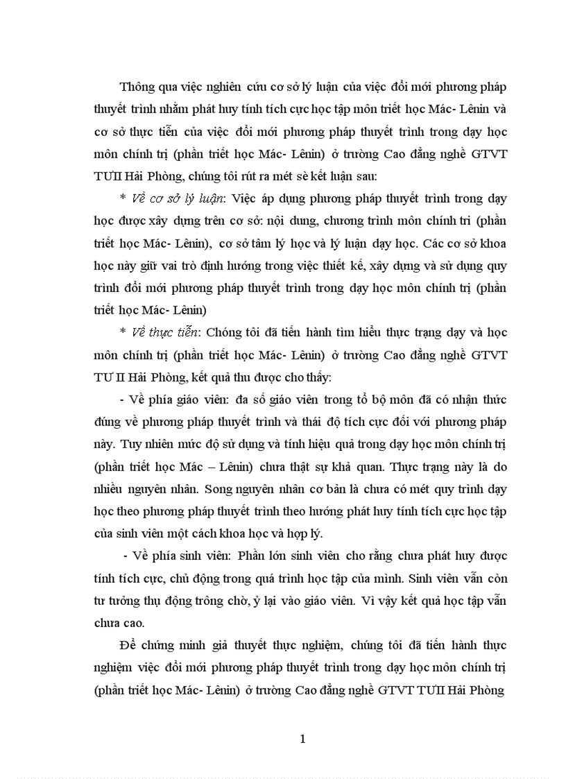 image for page Đổi mới phương pháp thuyết trình trong dạy học môn chính trị phần triết học Mác Lênin ở trường Cao đẳng nghề giao thông vận tải trung ương II Hải Phòng