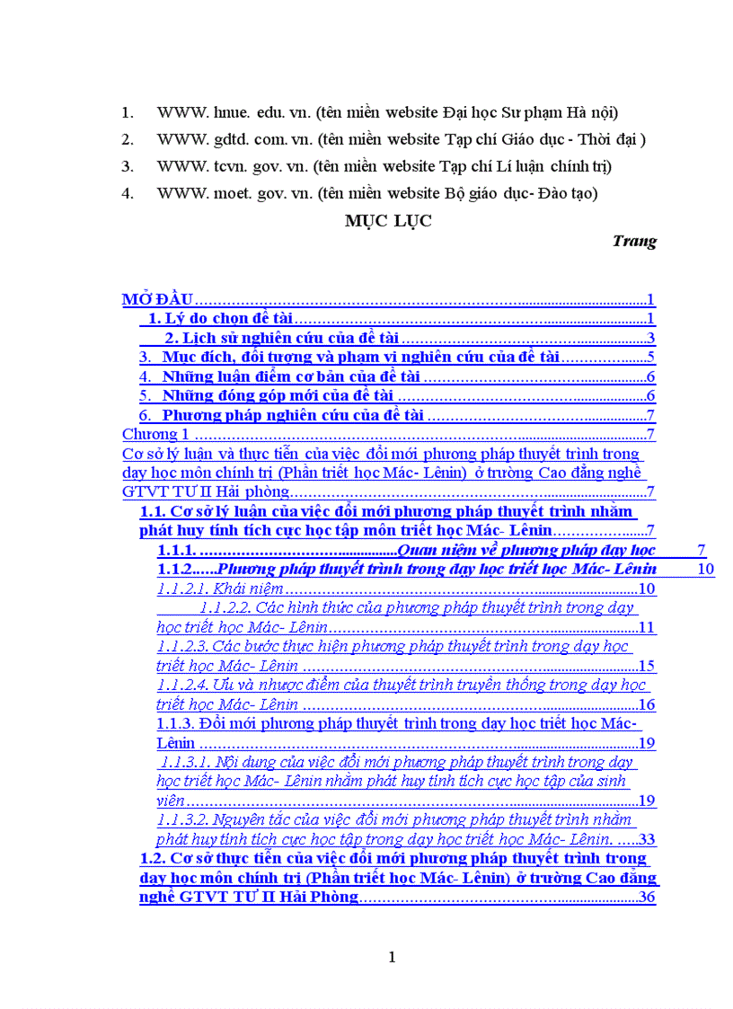 image for page Đổi mới phương pháp thuyết trình trong dạy học môn chính trị phần triết học Mác Lênin ở trường Cao đẳng nghề giao thông vận tải trung ương II Hải Phòng